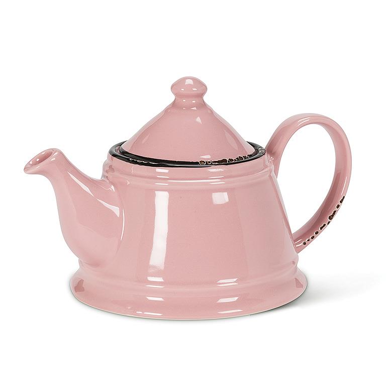 Pink Enamel Style Teapot