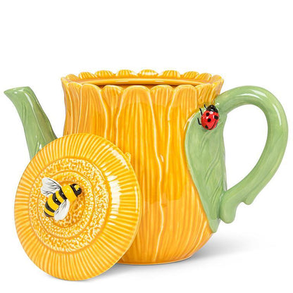 Flower Teapot with Bee &amp; Ladybug