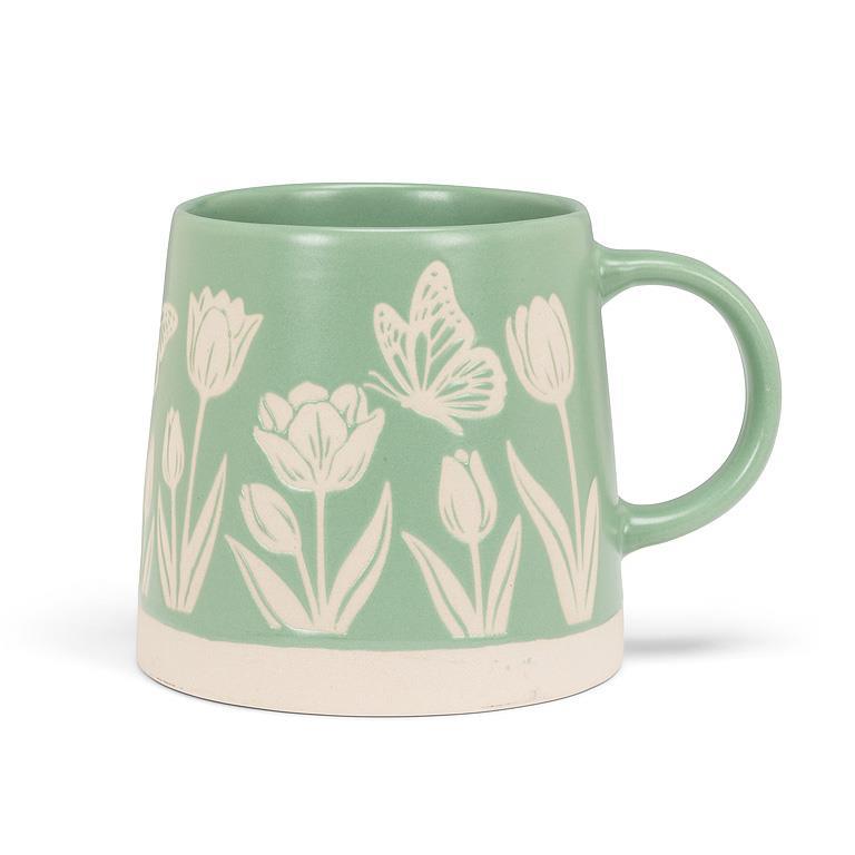 Coloured Wide Base Mug with Floral Designs