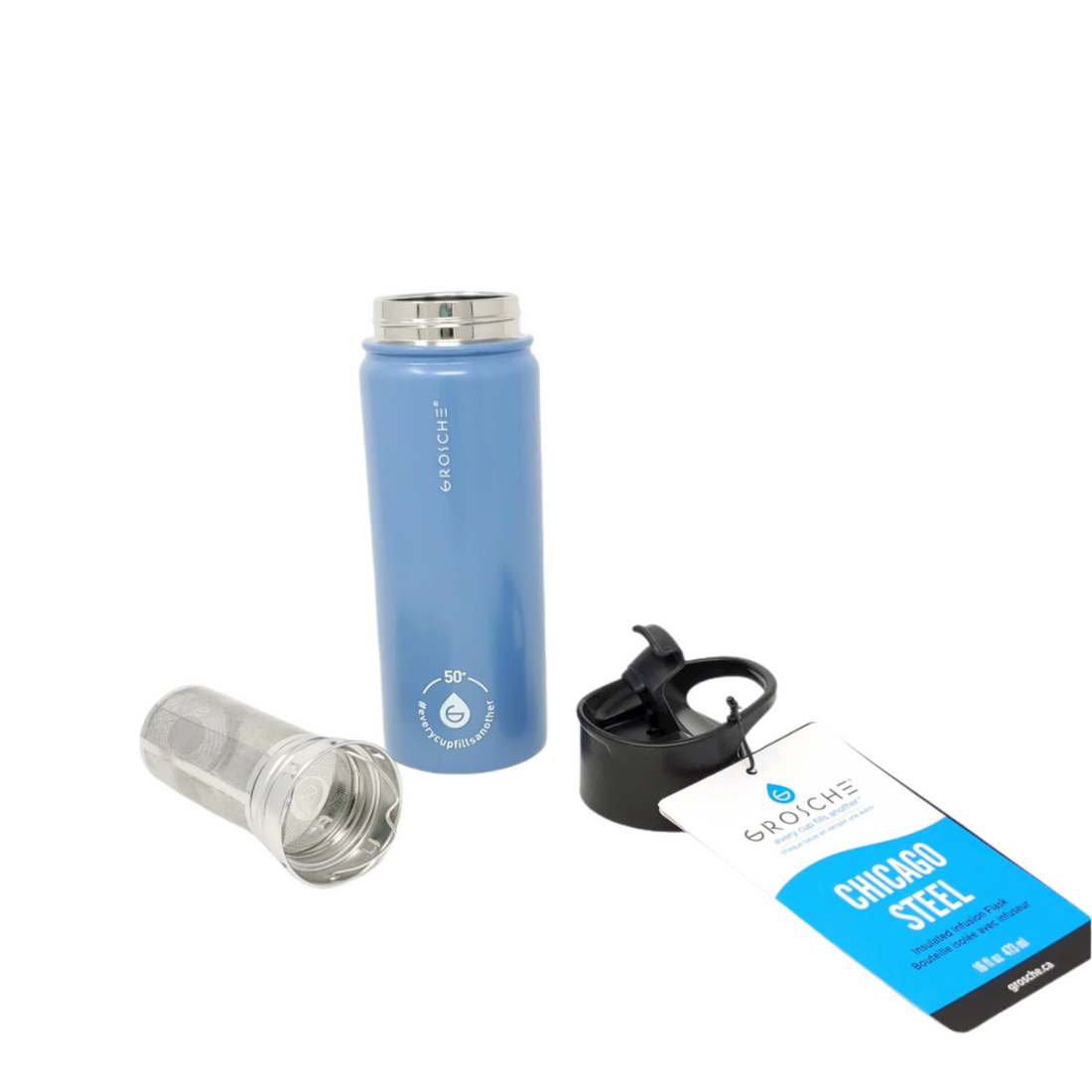Grosche CHICAGO STEEL Insulated Tea Infusion Flask - Slate Blue