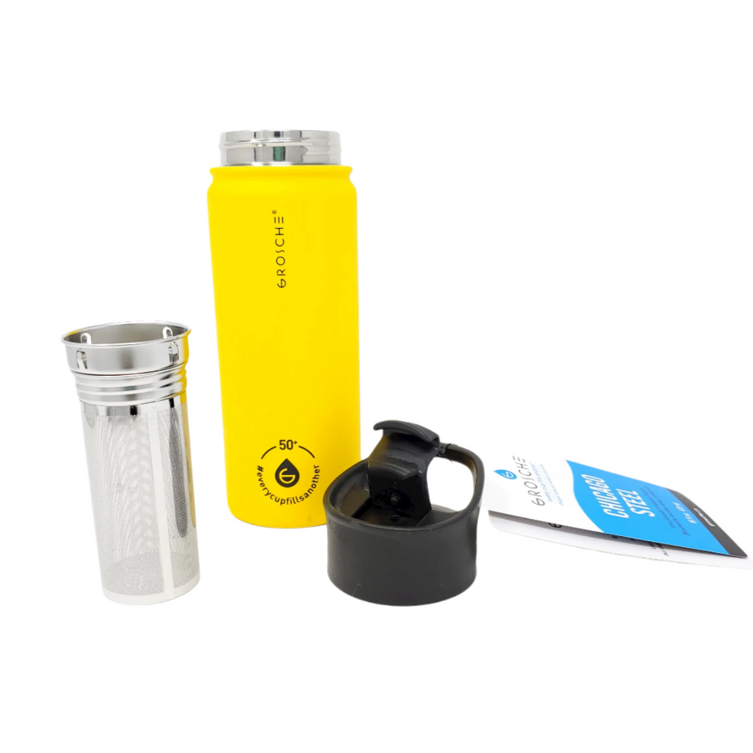 Grosche CHICAGO STEEL Insulated Tea Infusion Flask - Honey Yellow